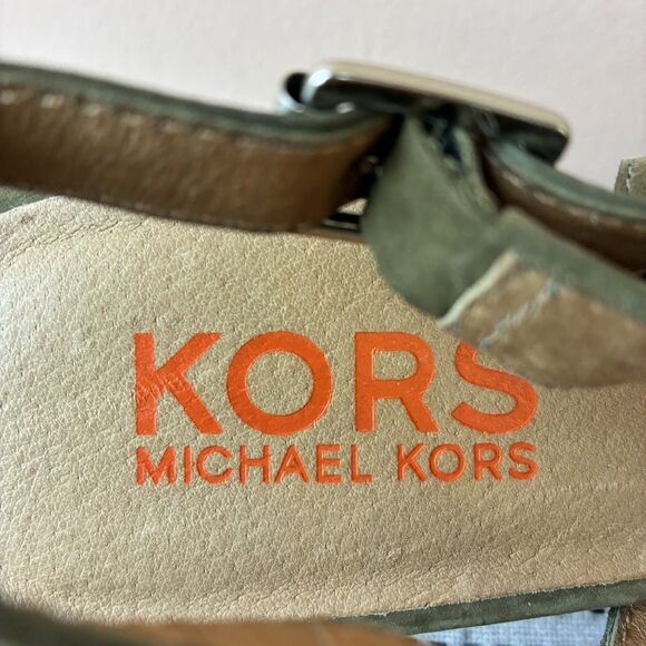 KORS Michael Kors Women’s peep-toe platform sandals Green Suede Size 10M - Picture 3 of 7